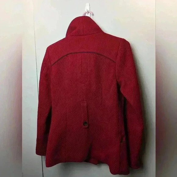 SOÏA & KYO women Pea  Coat red color size small Made in Canada Wool+Nylon - Picture 10 of 12